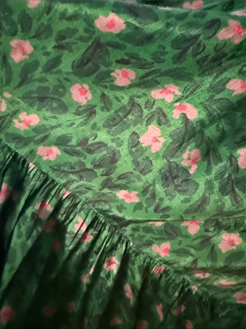 Roller Rabbit Green Floral Ruffle V-Neck Dress - Picture 5 of 7